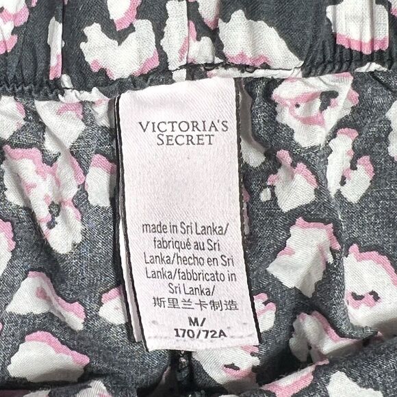 Victoria's Secret Pajamas Womens Medium Black Pink Leopard Shirt Shorts PJ Set - Picture 11 of 12
